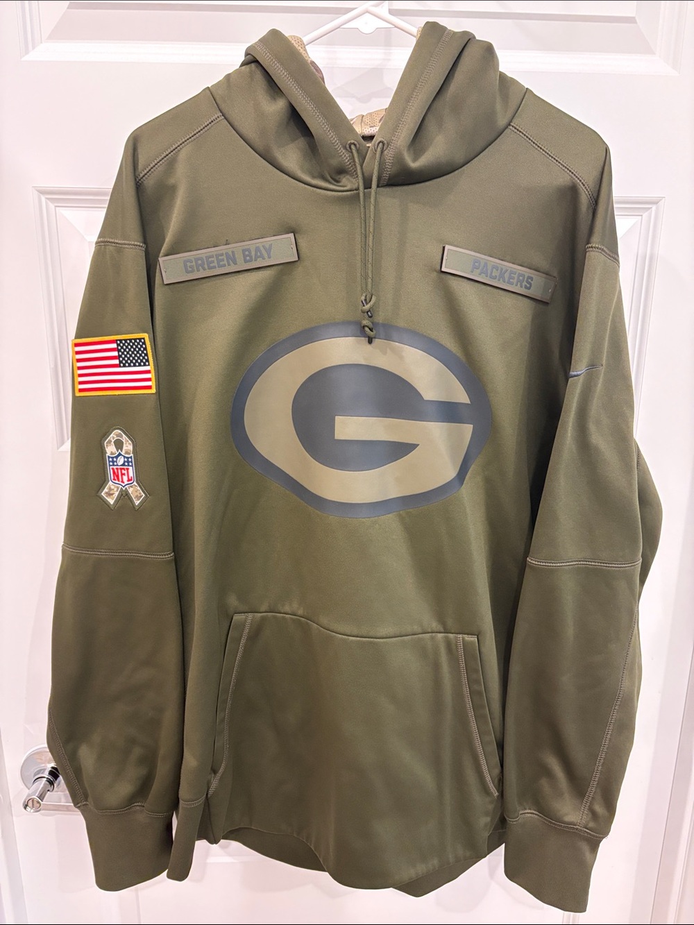 NFL Olive Green Camo-Lined Pullover Hoodie by Nike